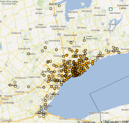 Toronto Geo Distribution of Responses